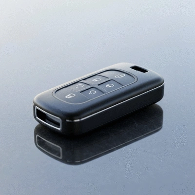 Modern car key fob on a polished surface, representing advanced security features